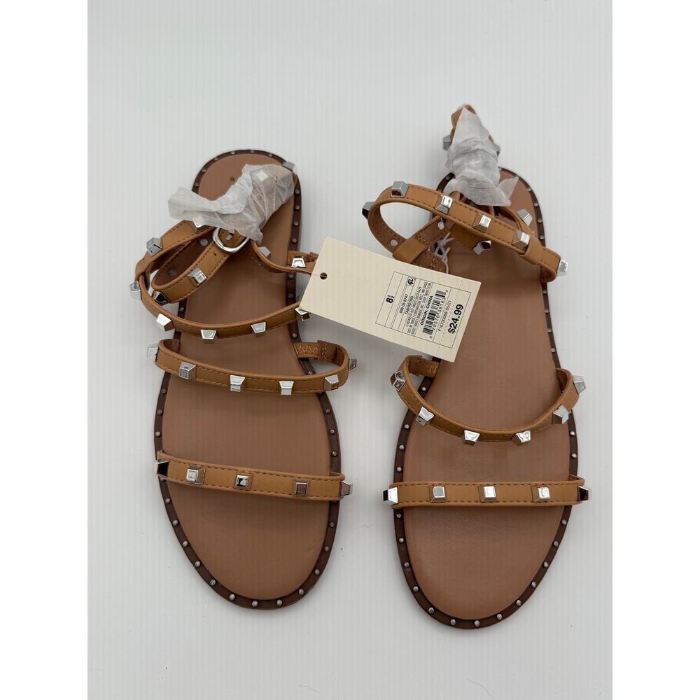 NWT Astrid Studded Strappy Sandals A New Day Tan  Buckle Open Toe sz 8.5 - Picture 7 of 7